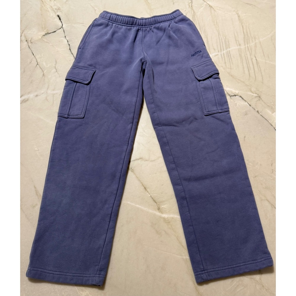 NWOT Aritzia Tna Cozy Fleece Mega Cargo Sweatpants Slate Periwinkle Blue XS